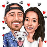 Couple and Dog Caricature
