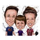 Family Caricature in Natural Watercolor Style