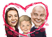 Família em caricatura de coração