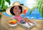 Destination Relaxation - Person i semester Färgad anpassad karikatyrpresent från foto