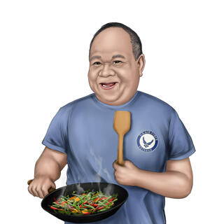 Cooking Caricature Portrait from Photos in Colored Style