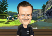 Travel Vacation Cartoon Caricature in Colored Style