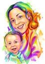 Portrait caricatural arc-en-ciel de 2 personnes