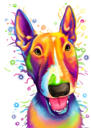 Chien Bull Terrier en dessin aquarelle style pastel