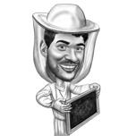 Beekeeper Caricature Black and White