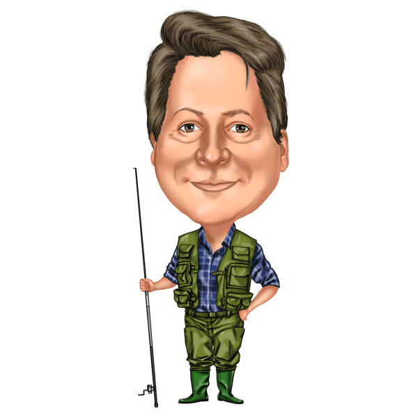Fishing Caricature from Photos: Colored, Full Body