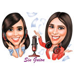 Logotipo de podcast con caras de dibujos animados