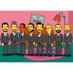 Yellow Faces Group Caricature