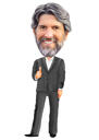 Gentleman Portrait in Full Body Colored Style from Photo