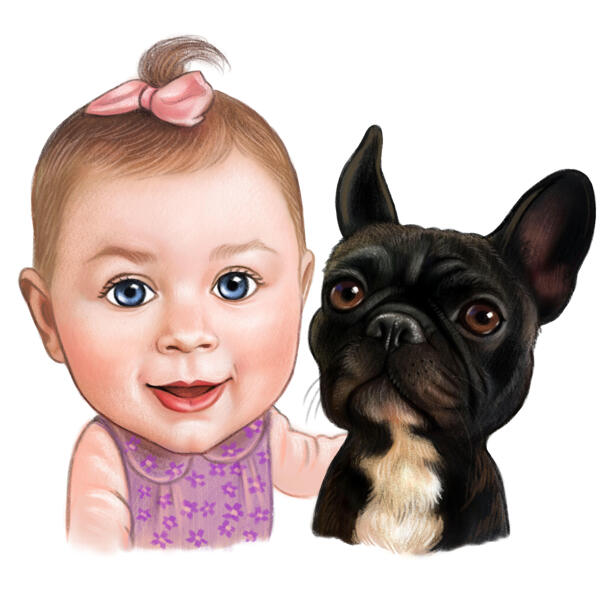 Baby- en hondenkarikatuur
