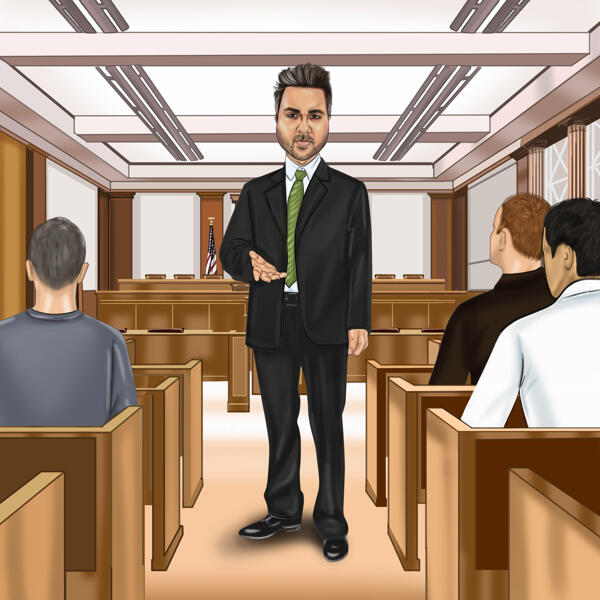 Presente de desenho animado de advogado de pessoa de corpo inteiro - retrato de caricatura personalizado da foto