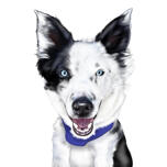 Border Collie Cartoon Portrait in Color Style from Photo