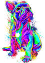 Fuld krop akvarel bulldog portræt fra fotos