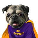 Caricatura de Pug Super-herói