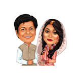 Indian Wedding Couple Cartoon Portrait