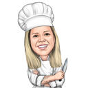 Chef with Knife Cartoon Drawing