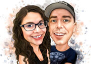 Caricature de couple avec des touches d'aquarelle