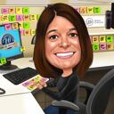 Caricatura di una signora da parte di un ufficio personalizzato
