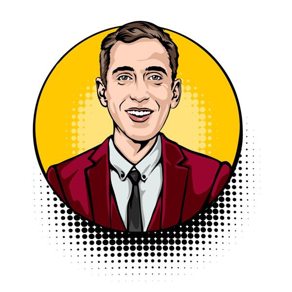 Logotipo de caricatura en estilo pop art