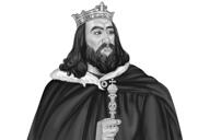 Retrato do rei em preto e branco