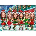 Christmas Group Caricature Greeting Card