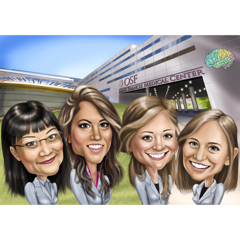 Feminino Caricatura Mulher Dos Desenhos Animados Equipe Médica