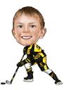 Karikatura hokejového dítěte z fotografie