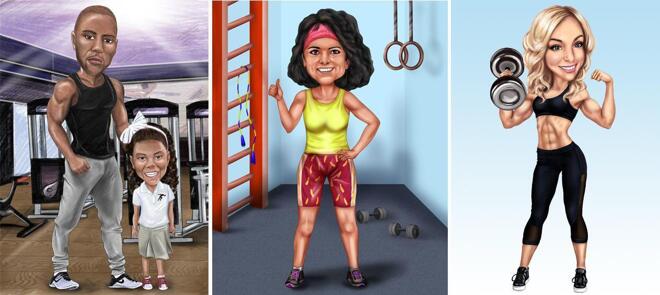 caricatura de gimnasio
