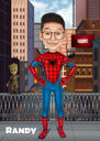 Caricatura ispirata al film Spider Kid in stile corpo pieno a colori