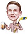 Personalized Colored Style Caricature - Person with Beer