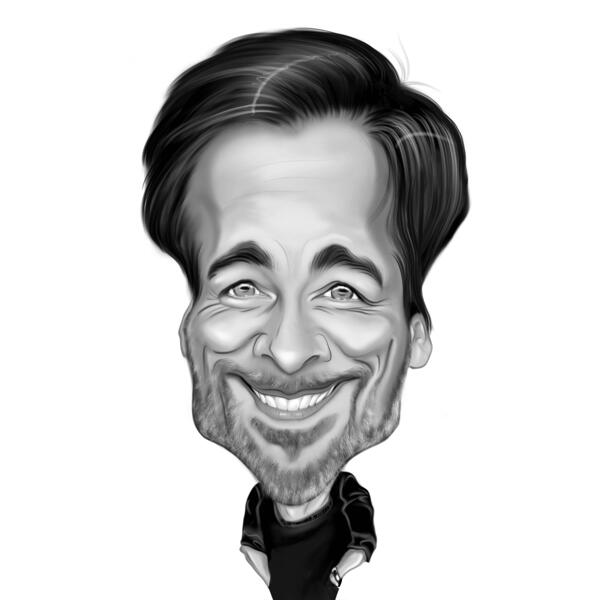 Very High Exaggerated Person Caricature in Black and White Style