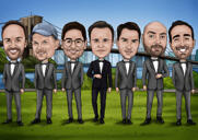 Groomsmen Caricature with House Background