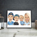 Parents with Children Cartoon Drawing in Colored Style as Print on poster