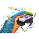 Retrato em Aquarela de Papagaio Arara