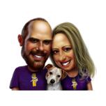 Couple with Puppy Caricature