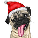 Christmas Santa Hat Dog Portrait