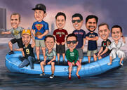 Caricatura de un grupo de pesca a partir de fotos