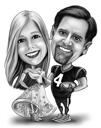 Dibujo de pareja de cuerpo completo en blanco y negro