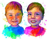 Portrait caricatural arc-en-ciel de 2 personnes