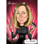 Hair Stylist Caricature from Photos for Hairdresser Gift