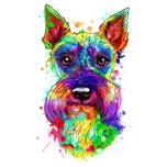 Retrato de arco iris de perro Schnauzer miniatura