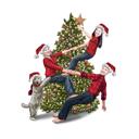 Family with Christmas Tree Caricature