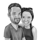 Portret de cuplu alb-negru din desene animate