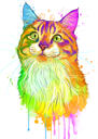 Retrato de gato arcoiris acuarela