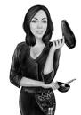 Hairdresser Caricature from Photos: Black and White Style