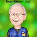 Divertido dibujo de caricatura del día del padre en estilo exagerado para regalo