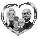 Portrait de famille en forme de cœur, tiré d'une photo