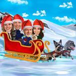 Group in Sleigh with Dogs as Reindeers