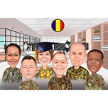Dessin humoristique d'un groupe militaire d'après une photo