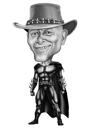 Caricature de super-héros en noir et blanc